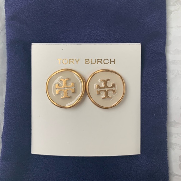 Tory Burch Jewelry - Tory Burch Enamel Button Earrings Gold